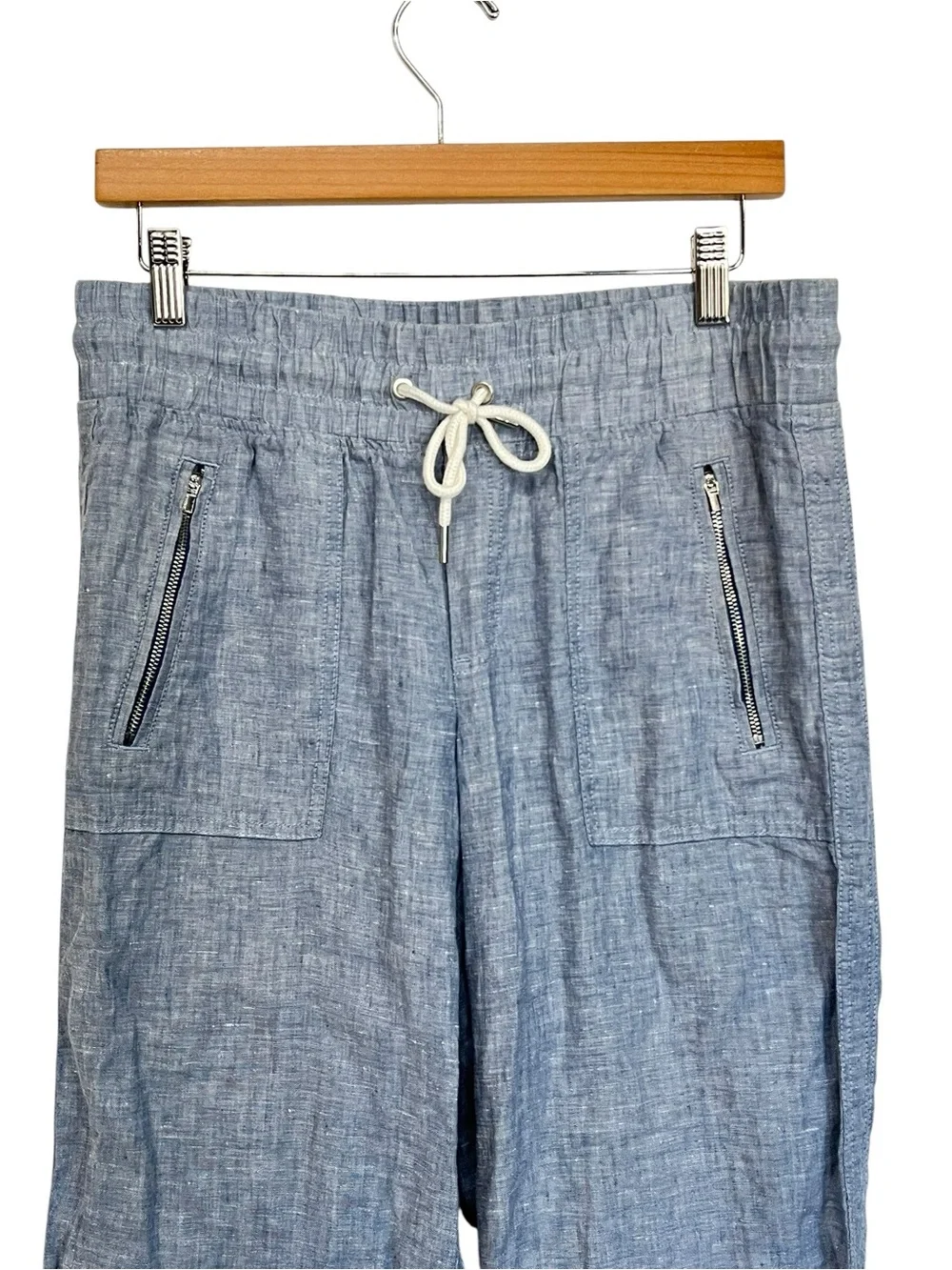 Athleta | Cabo Linen Wide Leg Pants Chambray Blue 4 - Picture 5 of 8